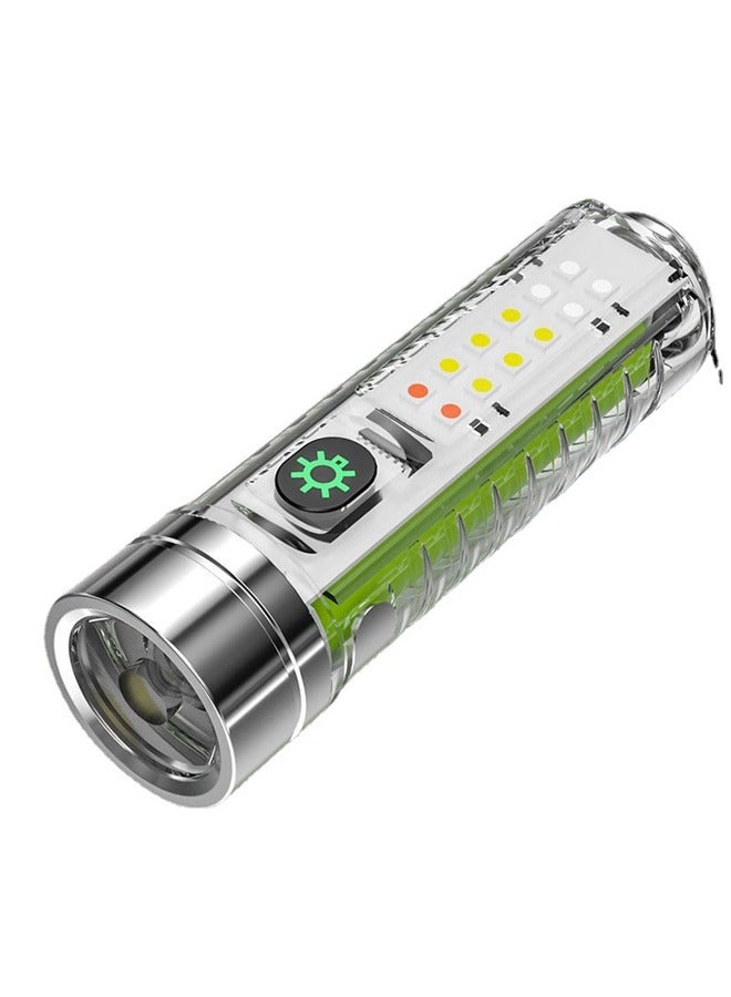 مصباح يدوي LED مع مشبك، ضوء صغير على شكل قلم، ضوء فلاش متعدد الوظائف بألوان الأحمر والأزرق، مصباح محمول جيب للاستخدام اليومي، للمشي في الطبيعة، والتخييم، والتنزه - Image 1