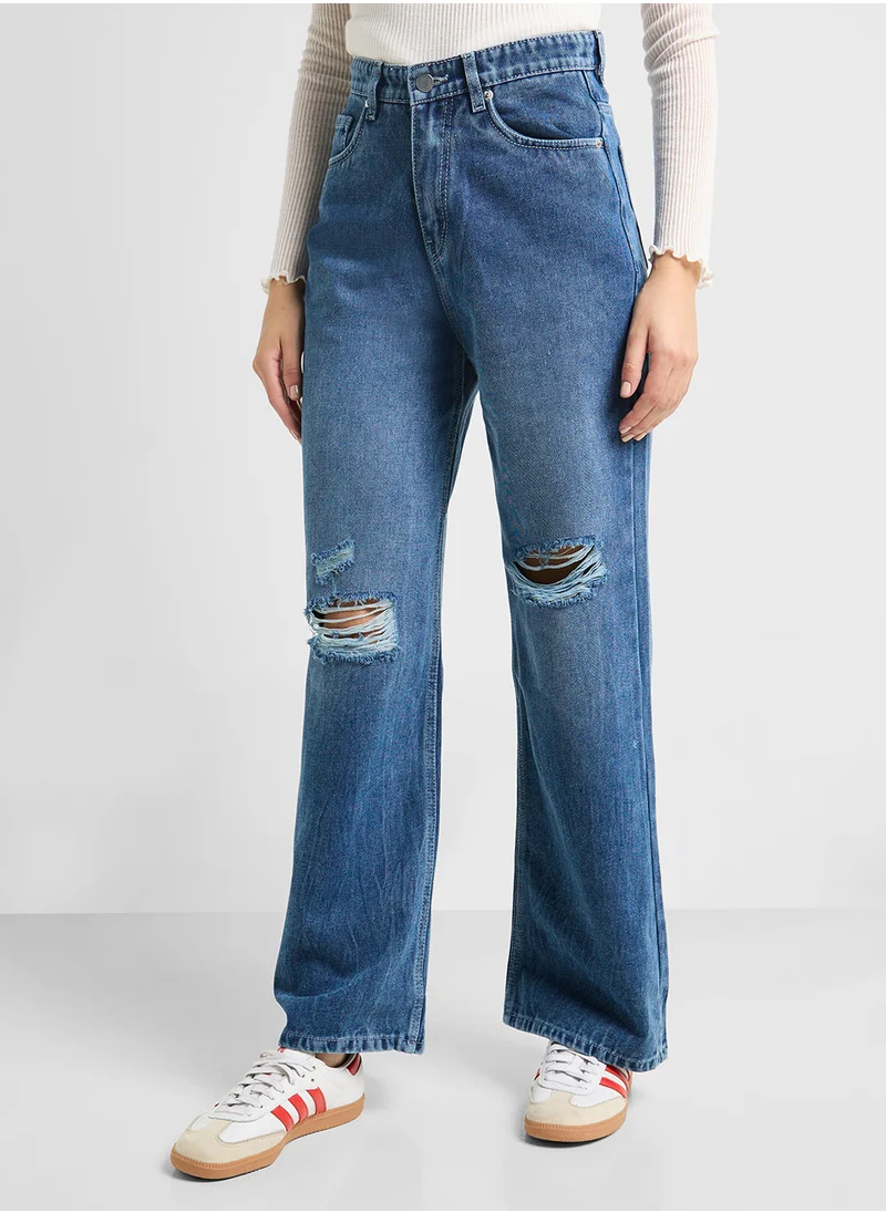 Ginger High Rise Distressed Boyfriend Jeans