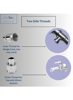 aitchcy Aitchcy Brass Washing Machine Tap Nipple Adapter Connector Bib Tap to Nozzle Tap Converter Nozzle Adapter for connecting Inlet pipe of Washing Machine to Tap Pack of 2  - Image 2