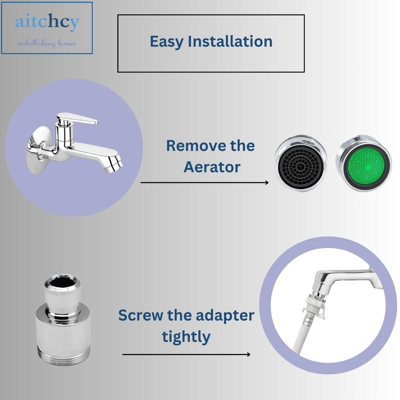 Aitchcy Brass Washing Machine Tap Nipple Adapter Connector Bib Tap to Nozzle Tap Converter Nozzle Adapter for connecting Inlet pipe of Washing Machine to Tap Pack of 2 - Image 3