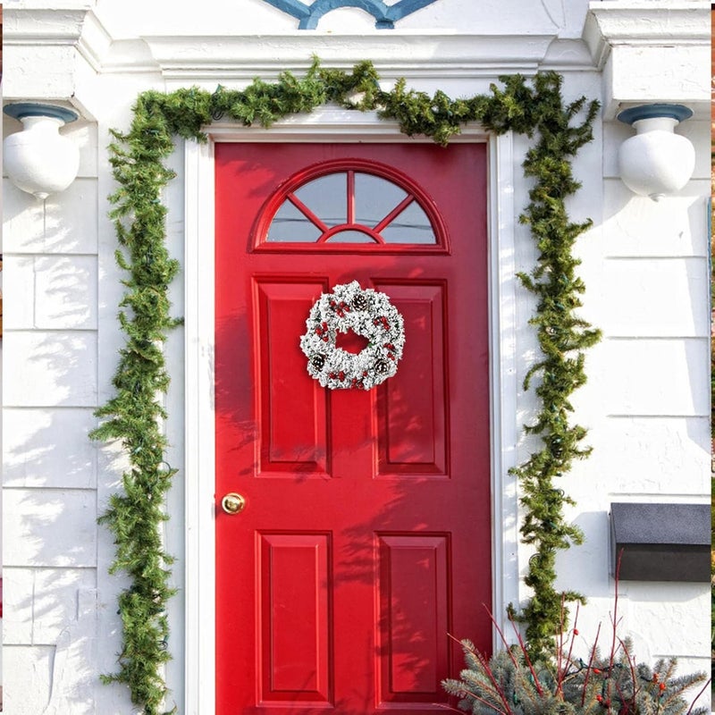 klarako Christmas Decoration WreathHoliday Christmas Layout Props Wreath,Door Hanging Fall Wreaths with Snow for Xmas Home Wall Party Decoration Christmas Sign (White Snow Wreath) - Image 5