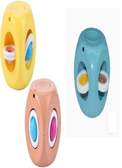 Gyro 3 Stress Anxiety Pressure Relieving gyro Cube , Silicone Bubble Toys,Fidget Hand Toys for Adult & Kids，Sensory puzzles (Brown/Aqua/Yellow)  - Image 1
