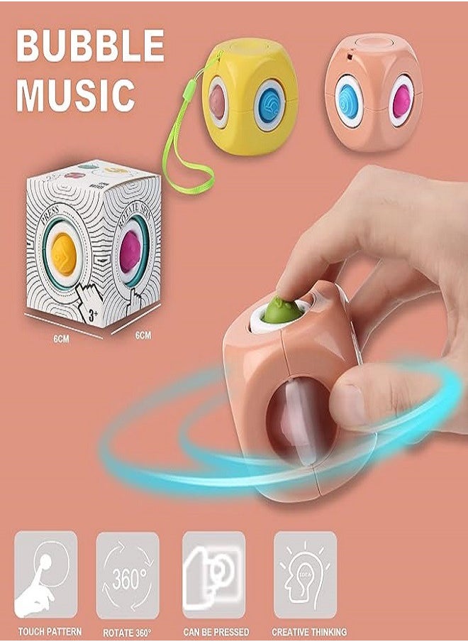 Gyro 3 Stress Anxiety Pressure Relieving gyro Cube , Silicone Bubble Toys,Fidget Hand Toys for Adult & Kids，Sensory puzzles (Brown/Aqua/Yellow)  - Image 2