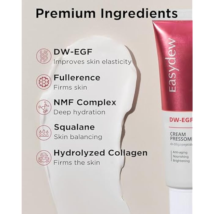 Easydew DW-EGF Pressome Cream(50ml).Anti-Aging Moisturizer with DW-EGF, Hyaluronic acid, Collagen, Elastin, ceramide, K beauty, Korea skincare - Image 3