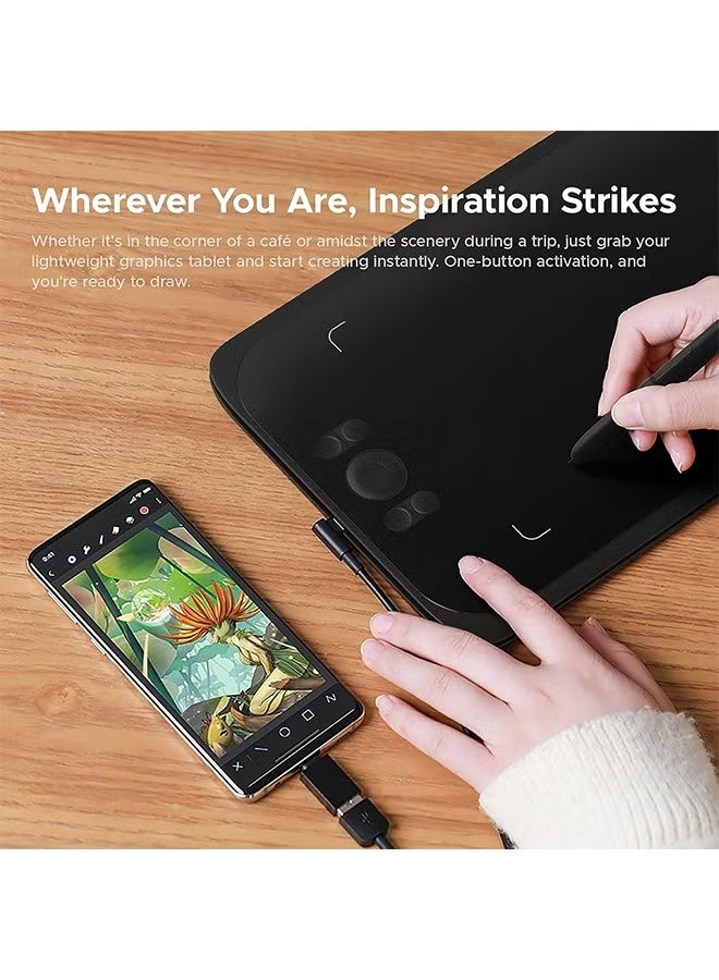 Ugee Drawing Tablet,UGEE M808 10x6.25 Inch, Battery-Free Stylus, 8 Shortcut Keys, Digital Art Tablet for Drawing, Design, Online Teaching, Mac/Windows/Chrome Os/Android, Black - Image 3