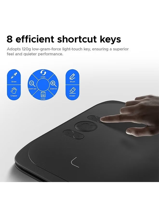 Ugee Drawing Tablet,UGEE M808 10x6.25 Inch, Battery-Free Stylus, 8 Shortcut Keys, Digital Art Tablet for Drawing, Design, Online Teaching, Mac/Windows/Chrome Os/Android, Black - Image 4