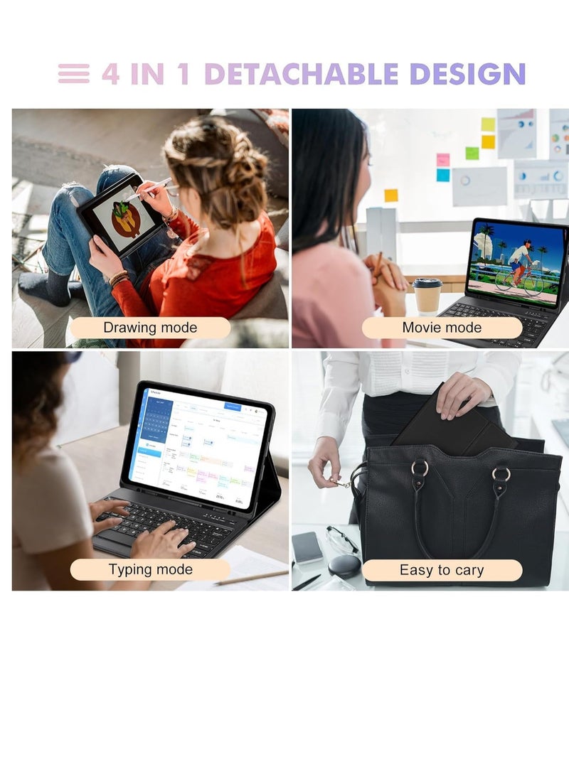 ELTRAZONE Case for iPad Air 13-inch (M2, 2024) & iPad Pro 12.9" (6th/5th/4th/3rd Gen) – Detachable Wireless Bluetooth Keyboard, Slim Folio Smart Cover with Pencil Holder, Black - Image 3