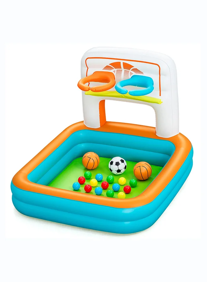 Bestway Bestway, 47" x 42" x 33"/ Kick 'N Swish 3-in-1 Multi-Use Ball Pit Inflatable Outdoor Water Play Toy for Kids and Families, Durable Premium Quality Material, Easy Inflate and Deflate Design, Pool Beach Garden Summer Fun Activity, 1.20mx1.07mx84cm