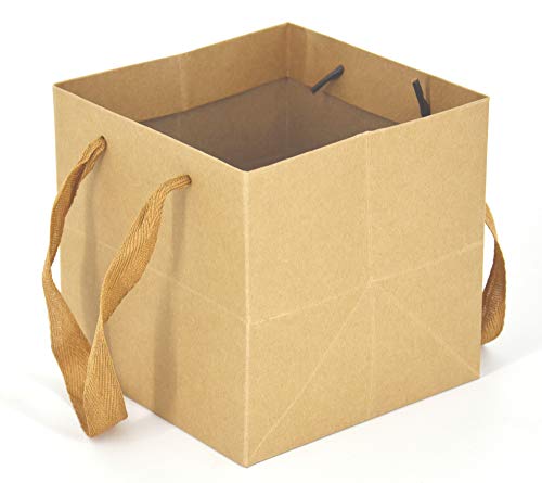 HUAPRINT Brown Paper Bags with handles,Gift Bags Bulk 24 Pack,10x10x10inch Square Size Large,Paper Shopping Bags, Kraft, Party, Birthday,Favor, Goody, Take-Out, Merchandise, Retail Bags - Image 1