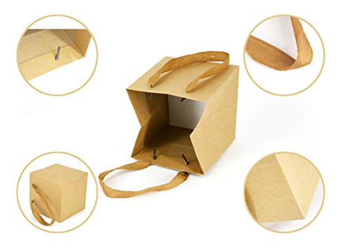 HUAPRINT Brown Paper Bags with handles,Gift Bags Bulk 24 Pack,10x10x10inch Square Size Large,Paper Shopping Bags, Kraft, Party, Birthday,Favor, Goody, Take-Out, Merchandise, Retail Bags - Image 5
