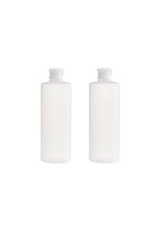 Elandy 2PCS Transparent Refillable Empty Plastic Cosmetic Squeezable Vial Bottles Jar Pot with Flip Cap Toner Lotion Shower Gel Shampoo Storage Container (400ml/14oz) 