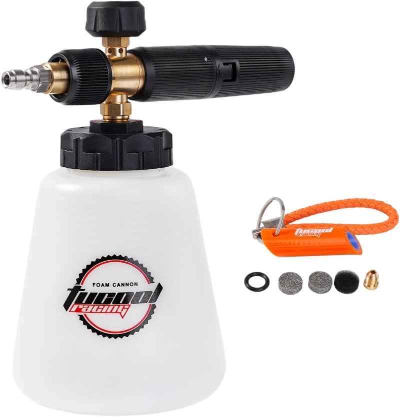 Tucool Racing Adjustable Snow Foam Lance for Pressure Washer with 1/4'' Quick Connector Foam Cannon for Karcher K1700 K1800 K1900 (1/4" Quick Connect White) - Image 1