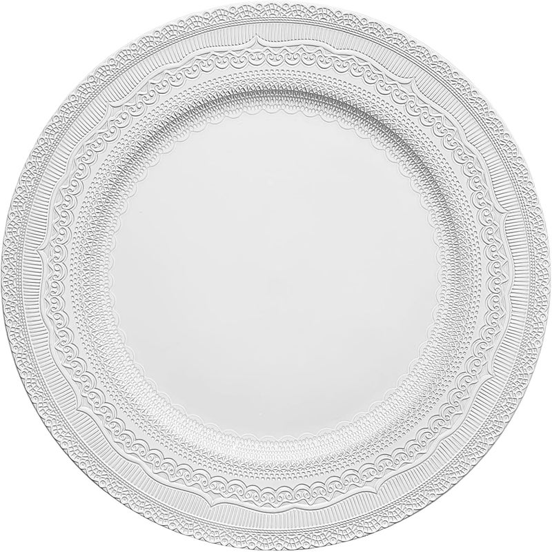 Brightalk 13 White Charger Plates Lace Embossed Elegant Charger Plate Set of 6 Round Server Ware Chargers for Dinner Plate Reusable Bulk Table Setting for Party or Event - Image 1