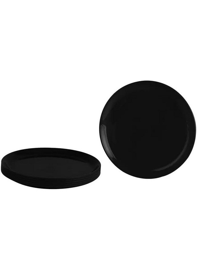 Everbuy® Unbreakable Round Serving Dinner Plates Full Size Plate for Dining Table Home Kitchen Party Restaurant 12 Pcs- Black - Image 3