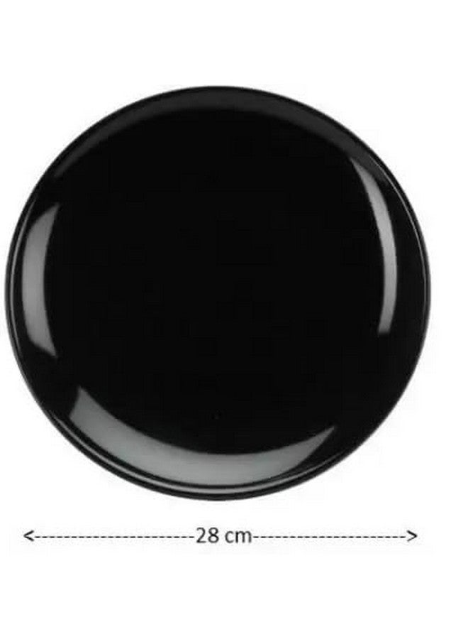 Everbuy® Unbreakable Round Serving Dinner Plates Full Size Plate for Dining Table Home Kitchen Party Restaurant 12 Pcs- Black - Image 2