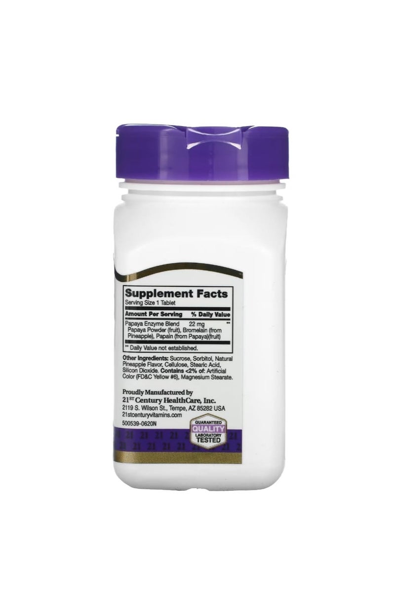 21st Century Papaya Enzyme Chewable Tablets 100 Tablets - Image 2
