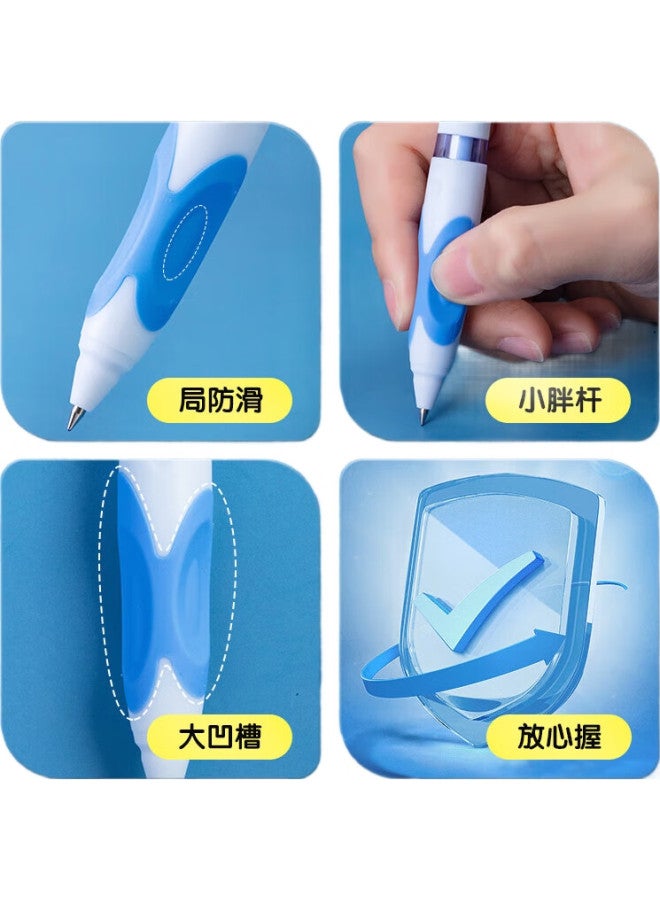 M.G Chenguang (M&G) Stationery Retractable Butterfly Grip Erasable Gel Pen, 0.5Mm Bullet Tip, Crystal Blue, Elementary School Student Posture-Correcting Concave Anti-Slip Signature Pen, 3-Pack Akpk5303 Pink Barrel - Image 3