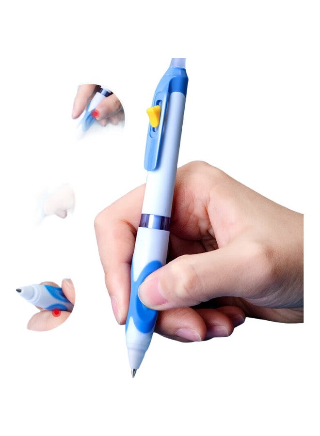 M.G Chenguang (M&G) Stationery Retractable Butterfly Grip Erasable Gel Pen, 0.5Mm Bullet Tip, Crystal Blue, Elementary School Student Posture-Correcting Concave Anti-Slip Signature Pen, 3-Pack Akpk5303 Pink Barrel - Image 2
