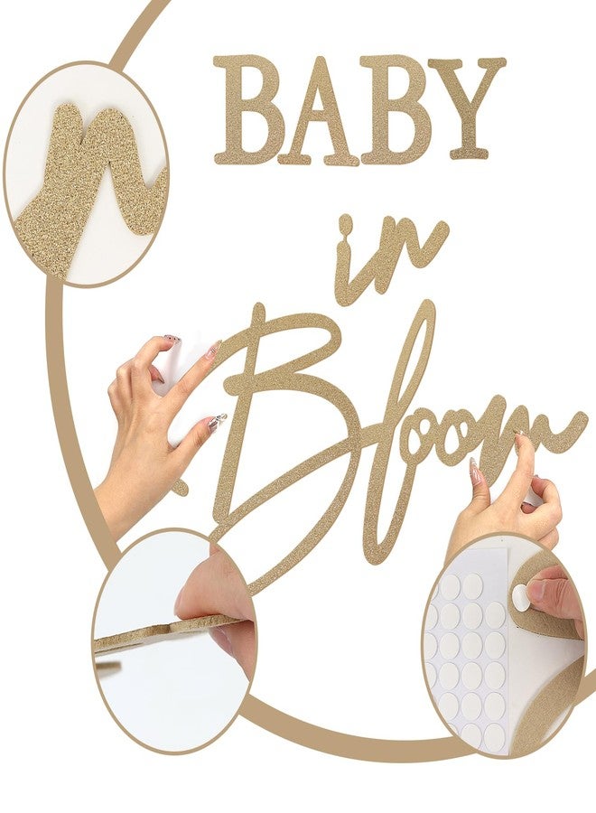 MASTRON Baby in Bloom Sign, 16”x24” Felt Letter Baby Shower Sign Baby in Bloom Party Decor Backdrop for Boy or Girl Baby Shower Gender Reveal 1st Birthday - Gillter Gold - Image 4