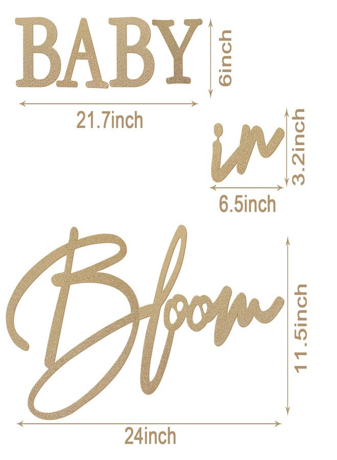 MASTRON Baby in Bloom Sign, 16”x24” Felt Letter Baby Shower Sign Baby in Bloom Party Decor Backdrop for Boy or Girl Baby Shower Gender Reveal 1st Birthday - Gillter Gold - Image 2