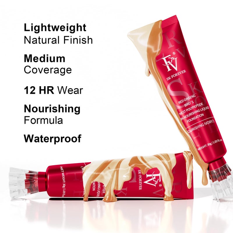 FV 2 Pack Hydrating Liquid Foundation Makeup, Waterproof & Lightweight, Natural Finish with Medium Coverage, Ideal for Dry and Normal Skin (Nourishing Toffee) - Image 3