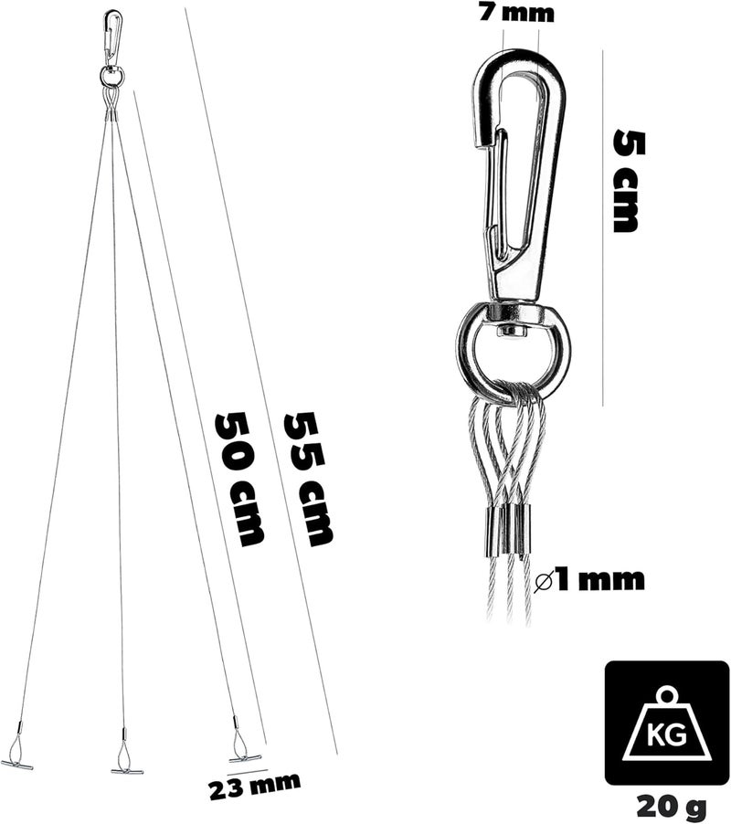 KADAX Metal Plant Hanger, 3 Strand Hanging Rope, Rope Hanger for Hanging Plant Pot & Hanging Basket, Hanging Basket Chain, Plant Hanger, Flower Pot Chain (Silver, 55 cm) - Image 2