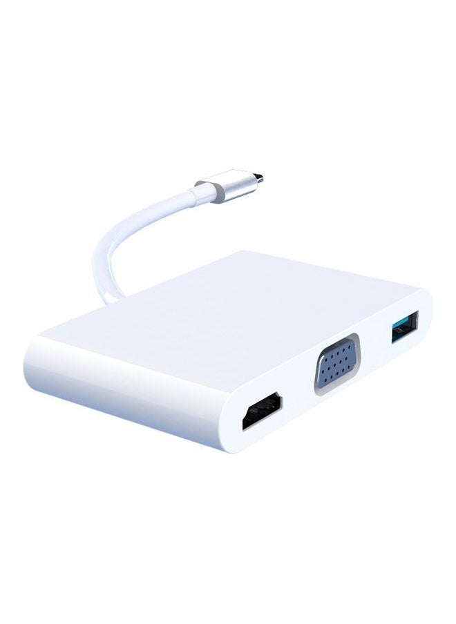 نيبمينينت - موزع محول Type C 5 في 1 بمنفذ شحن سريع 4K HDMI وVGA و3.5 مم ومنفذ USB 3.0 وC PD للشحن السريع. أبيض - Image 1