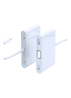 نيبمينينت موزع محول Type C 5 في 1 بمنفذ شحن سريع 4K HDMI وVGA و3.5 مم ومنفذ USB 3.0 وC PD للشحن السريع. أبيض  - Image 3