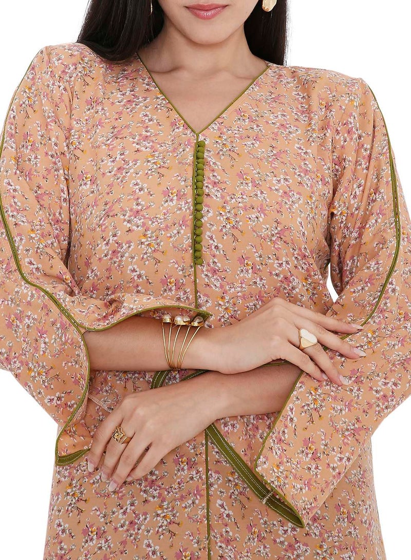 HANA & SARA LONG VISCOSE UNIQUE PRINTED CASUAL STYLED ARABIC FARASHA  JALABIYA DRESS - Image 3