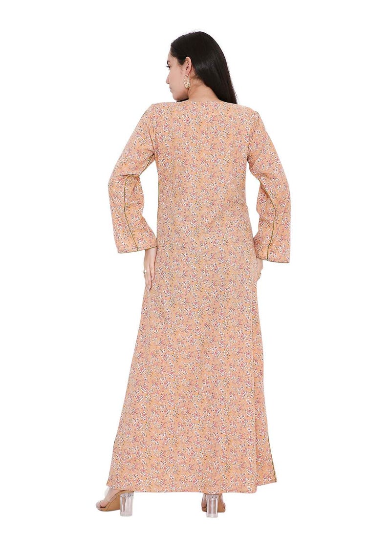 HANA & SARA LONG VISCOSE UNIQUE PRINTED CASUAL STYLED ARABIC FARASHA  JALABIYA DRESS - Image 2