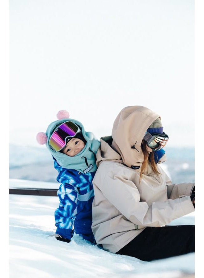 MDXONE Kids Over The Helmet Balaclava Children face mask with Buttons Winter 2022 Pompoms with Elastics (Sold Separately) (Olive), Olive, One Size-Medium - Image 3