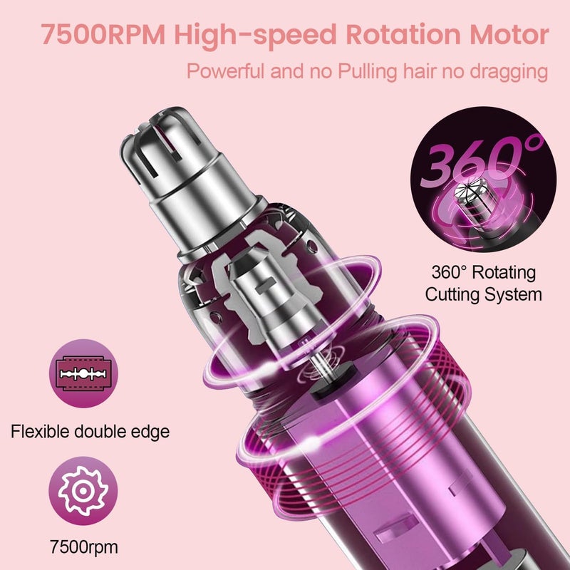 AccLoo 5 in 1 Electric Shaver for Women, Painless Rechargeable Lady Razor, Wet & Dry Epilator, USB Bikini Trimmer & Facial Hair Remover for Face, Arms, Legs, Underarms, Eyebrows, Nose - Image 3