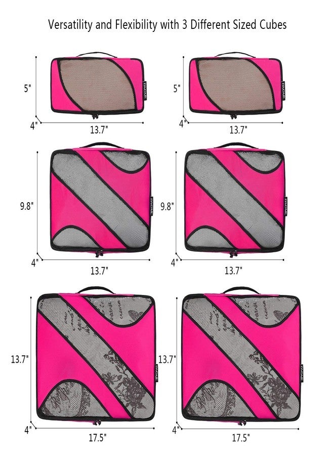 BAGAIL 6 Set Packing Cubes,3 Various Sizes Travel Luggage Packing Organizers ( Fushia Pink) - Image 5