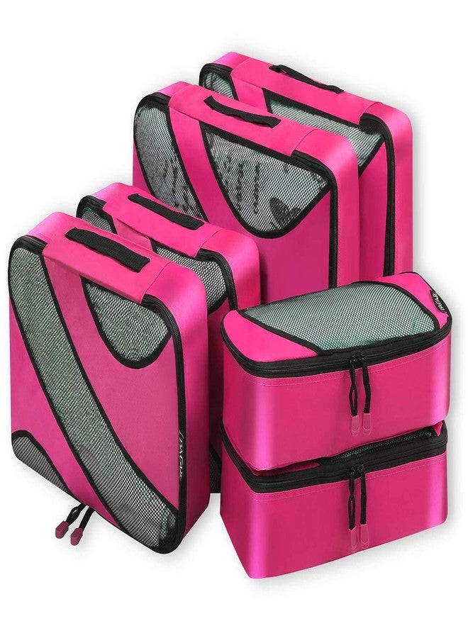 BAGAIL 6 Set Packing Cubes,3 Various Sizes Travel Luggage Packing Organizers ( Fushia Pink) - Image 1