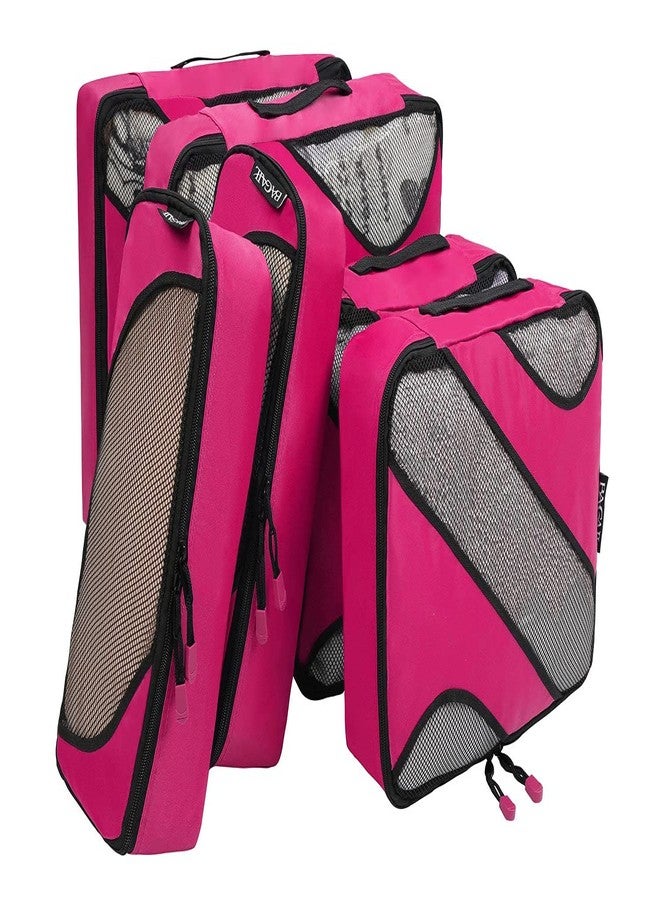 BAGAIL 6 Set Packing Cubes,3 Various Sizes Travel Luggage Packing Organizers ( Fushia Pink) - Image 2