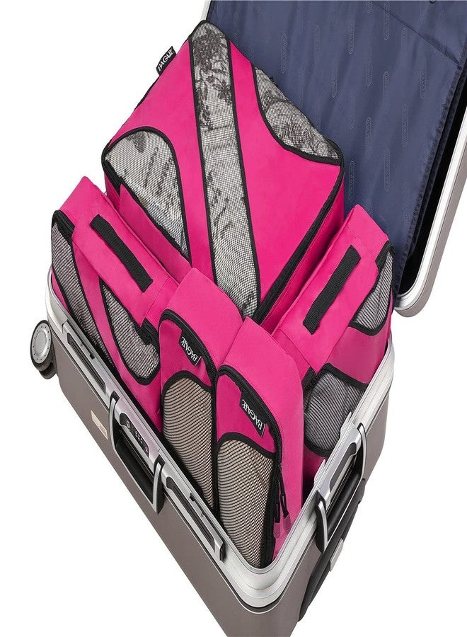BAGAIL 6 Set Packing Cubes,3 Various Sizes Travel Luggage Packing Organizers ( Fushia Pink) - Image 4