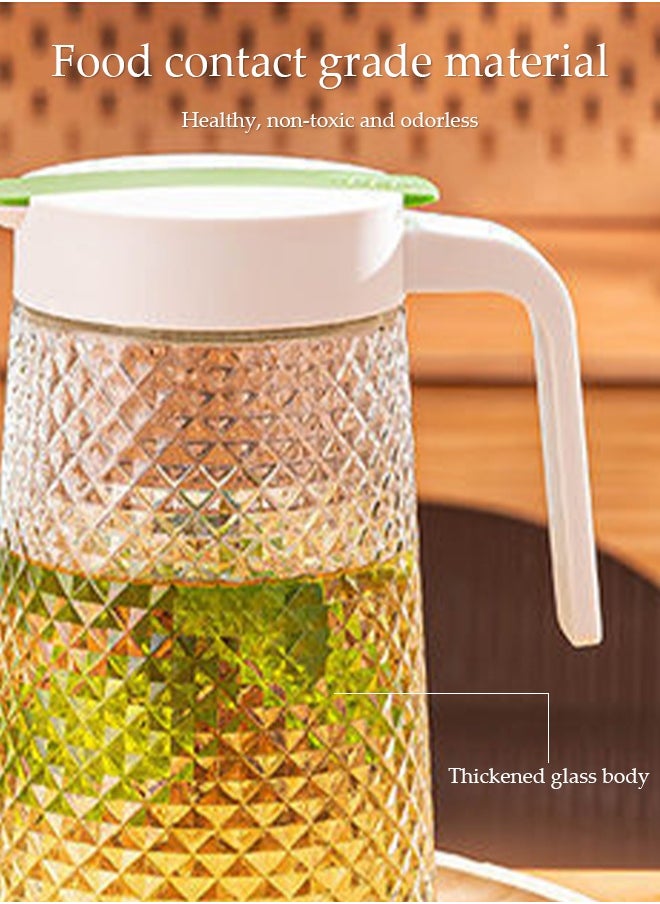 DUNISO Five-Piece Set Of Four Water Cups,Glass Kettle Set, Glass Water Jug ​​Set, Diamond Pattern, Large Capacity With Lid, Heat-Resistant, With Handle, Suitable For Hot/Cold Drinks - Water, Tea, Juice, Sangria, Cocktails, Cold Brew, Milk, Coffee, Etc., Juice Jug  - Image 5