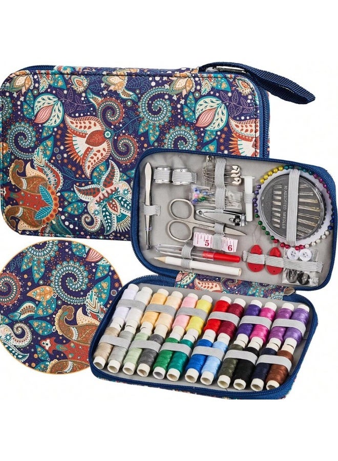 Sewing Kit with Floral Carrying Case – Portable Sewing Set - Image 1