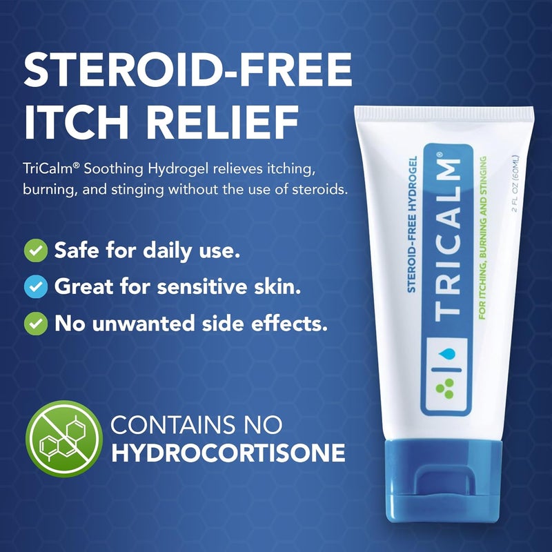 TriCalm Soothing Steroid-Free Anti-Itch Hydrogel for Bug Bites, Eczema, and More, Contains No Hydrocortisone, 2 Fl Oz - Image 2