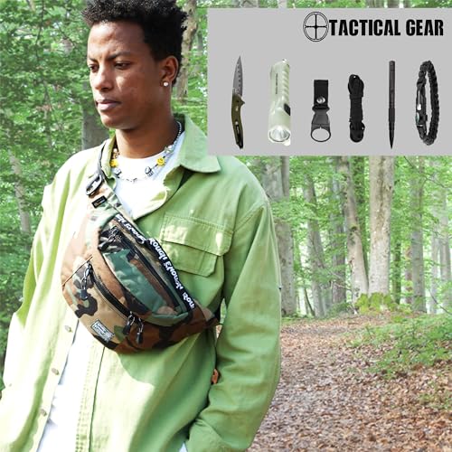 RE ROUGH ENOUGH Rough Enough Tactical Fanny Pack for Men Lightweight Waterproof Waist Bag Crossbody for Dog Walking Hiking Hunting (Camo) - Image 2