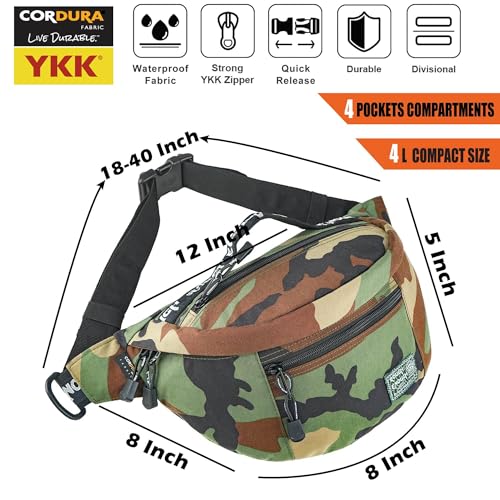 RE ROUGH ENOUGH Rough Enough Tactical Fanny Pack for Men Lightweight Waterproof Waist Bag Crossbody for Dog Walking Hiking Hunting (Camo) - Image 4