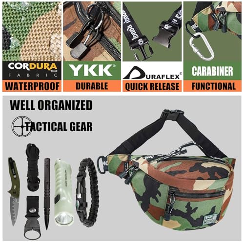 RE ROUGH ENOUGH Rough Enough Tactical Fanny Pack for Men Lightweight Waterproof Waist Bag Crossbody for Dog Walking Hiking Hunting (Camo) - Image 5