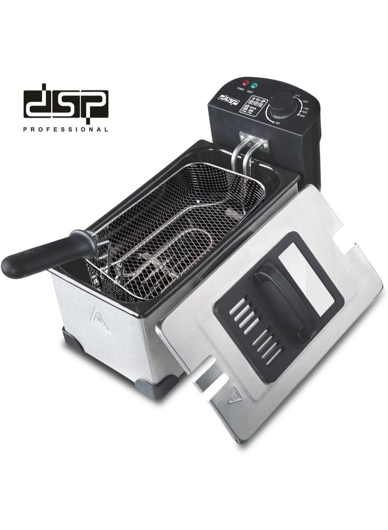 مقلاة كهربائية احترافية، ٢٠٠٠ واط، سعة ٣ لتر، درجة حرارة قابلة للتعديل حتى ١٩٠ درجة مئوية، مع قابس VDE/BS - Image 3