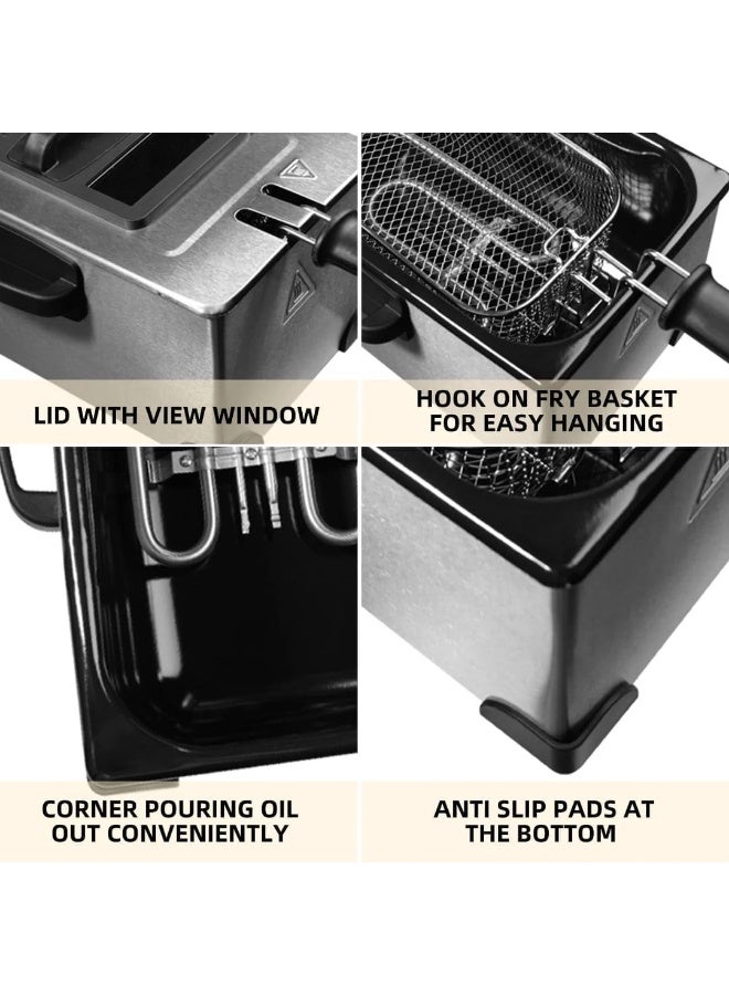 مقلاة كهربائية احترافية، ٢٠٠٠ واط، سعة ٣ لتر، درجة حرارة قابلة للتعديل حتى ١٩٠ درجة مئوية، مع قابس VDE/BS - Image 4
