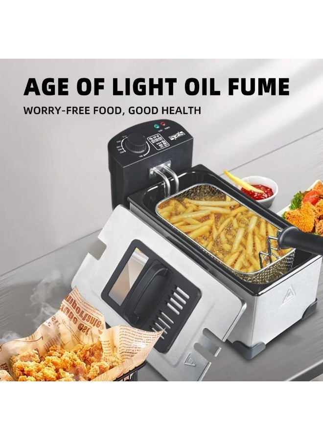 مقلاة كهربائية احترافية، ٢٠٠٠ واط، سعة ٣ لتر، درجة حرارة قابلة للتعديل حتى ١٩٠ درجة مئوية، مع قابس VDE/BS - Image 2