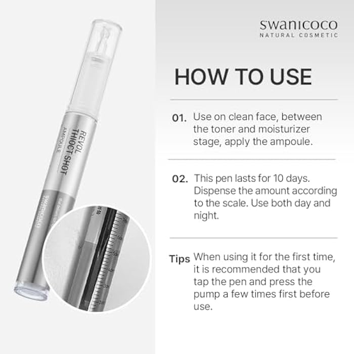 SWANICOCO Revol Thioc Shot Ampoule, 10 Days Anti Aging Care, Cinderella Face Lift, Thioctic Acid, Elasticity, Intense Glow, Hydrate Dry and Rough Skin, Skin Booster, 10ml 0.34 fl Oz - Image 5