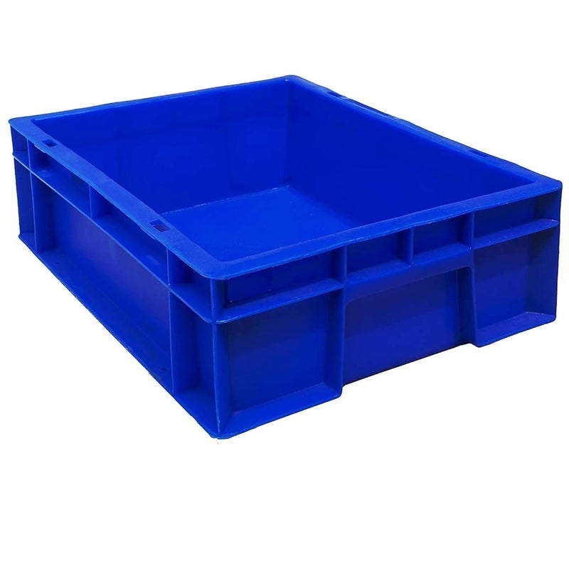 SINGHAL Multipurpose Heavy Duty Blue Portable Plastic Crate 40x30x12 CM Crates for storage Shelf Basket for Storage Bin Vegetable Fruit Milk - Image 1