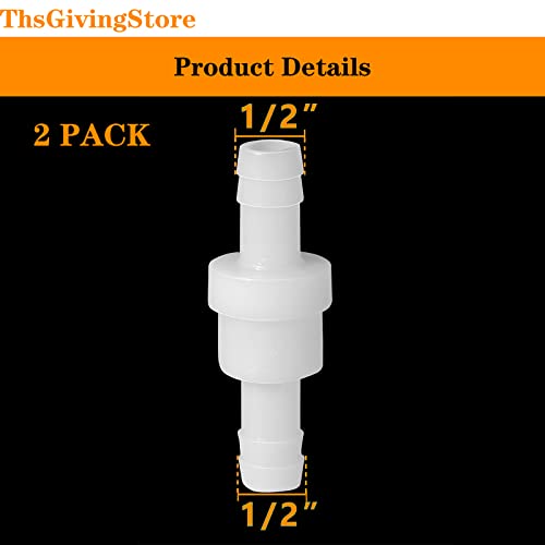 ThsGivingStore 2 Pack 1/2" One Way Inline Check Valve, Pressure Resistant Type POM, Check Valve One Way Non-Return Valve for Water Oil Gas Check Valve - Image 2