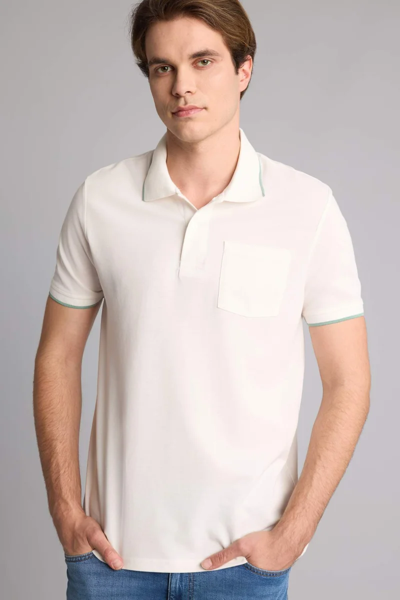 ديفاكتو 100% Cotton Regular Fit Piqué Polo White T-Shirt