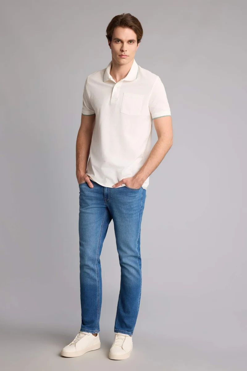 ديفاكتو 100% Cotton Regular Fit Piqué Polo White T-Shirt